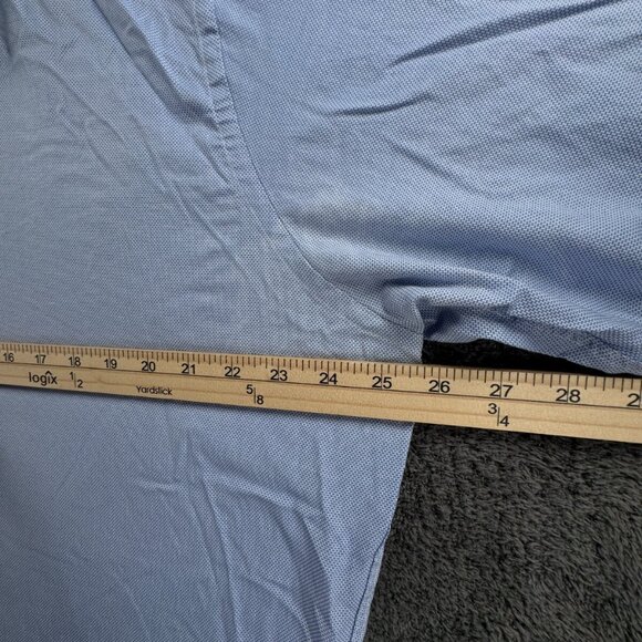 David Donahue Dress Shirt Men 17.5 34/35 Trim Fit Button Up Long Sleeve Blue - Picture 6 of 16